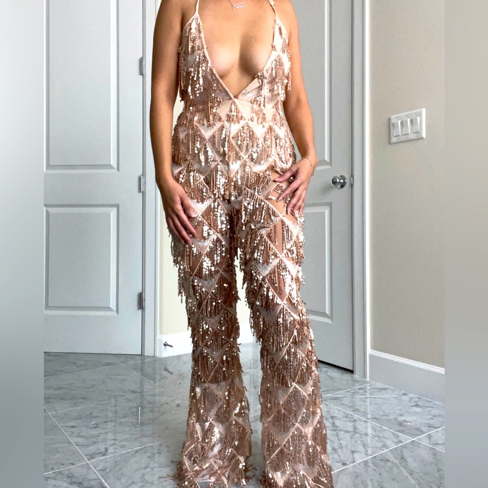ROSE GOLD SEQUIN JUMPSUIT